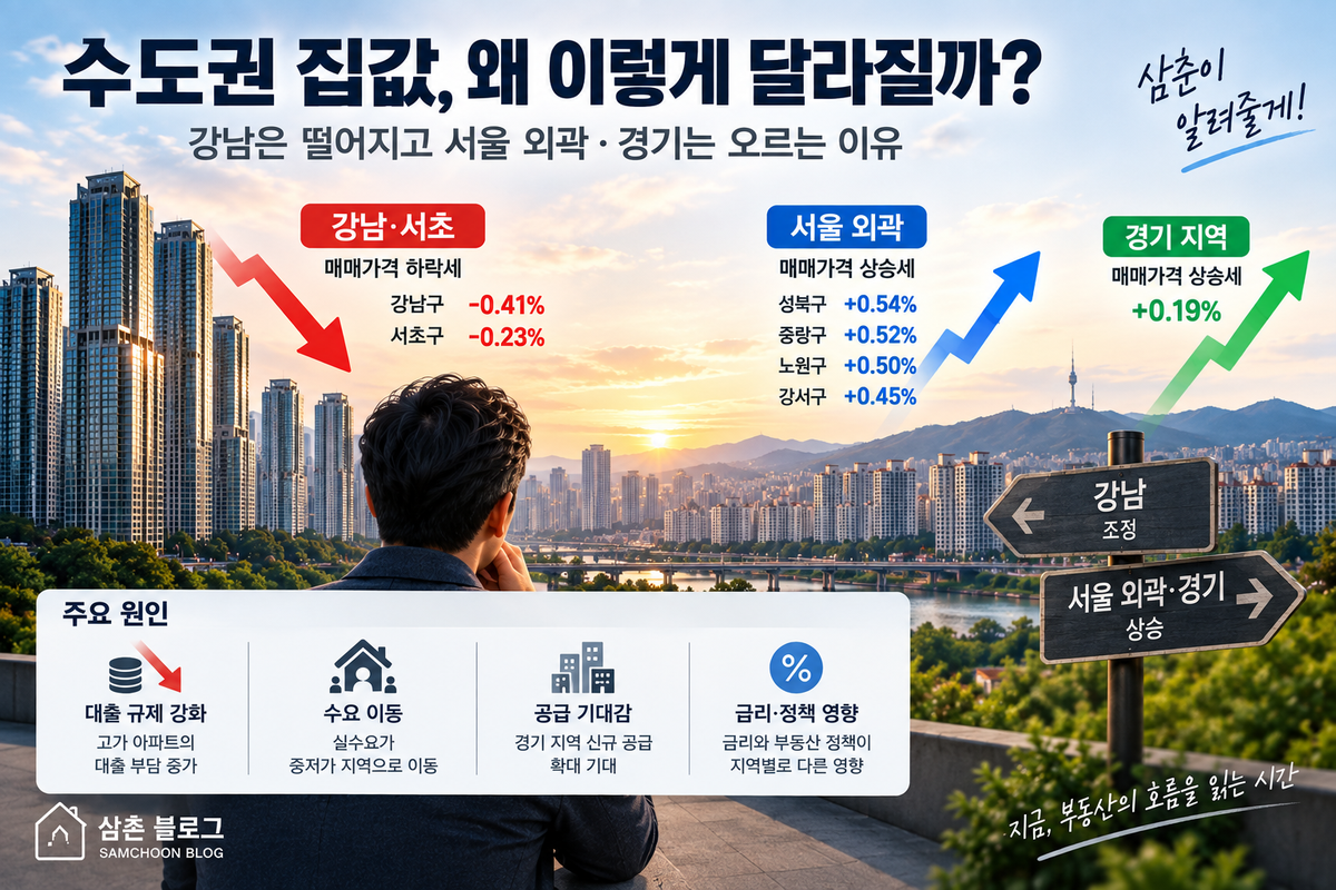 2026 수도권 집값 강남 서초 하락 서울 외곽 경기 상승 원인 분석