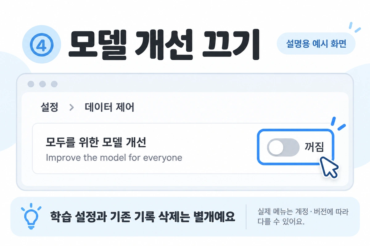 ChatGPT 모두를 위한 모델 개선 설정 끄기